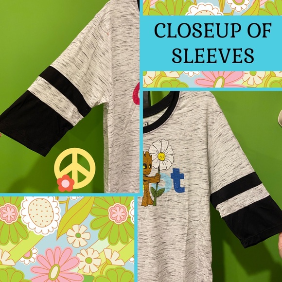 JRS XL NIB FIFTH SUN MARVEL KNIT T SHIRT I AM GROOT ASYM CURVED HEM - Picture 6 of 14